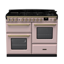 RANGEMASTER ESDLO110DFPPPK/AB1 Estel Deluxe 110cm OC Dual Fuel - Pale Pink/Brass