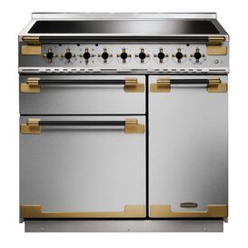 RANGEMASTER 136410 Elise Lux 90cm Induction Range - Stainless Steel with Black / Antique Brass Trim