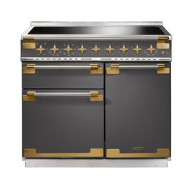 RANGEMASTER ELS100EISL/AB Elise Lux 100cm Induction Range - Slate with Antique Brass Trim