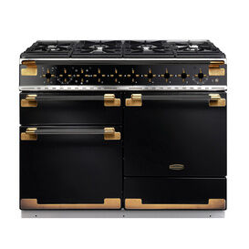 RANGEMASTER ELS110DFFGB/BE Elise Lux 110cm Dual Fuel Range - Black with Black / Antique Brass Trim