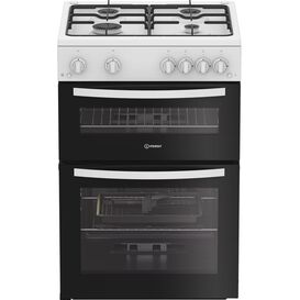 INDESIT IDG6GW 60cm Gas Double Oven Cooker - White