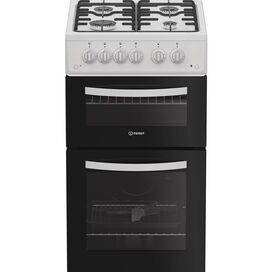 INDESIT ITG5GMW 50cm Gas Twin Cavity Cooker - White
