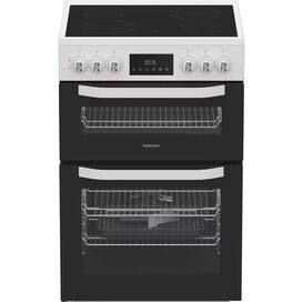 HOTPOINT HTE6VDCW 60cm Electric Twin Cavity Cooker 75L with Multiflow - White