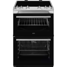 AEG CIX6500ABM 60cm Double Electric Cooker, Induction Hob Stainless Steel