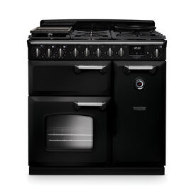 RANGEMASTER CLDL90DFPGBL/CM1 Classic Deluxe 90cm Dual Fuel Black/Chrome