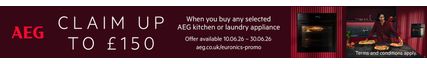 Save up to £150 on Selected AEG Models