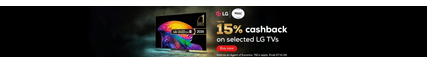 Up to 15% cashback on selected Televisions