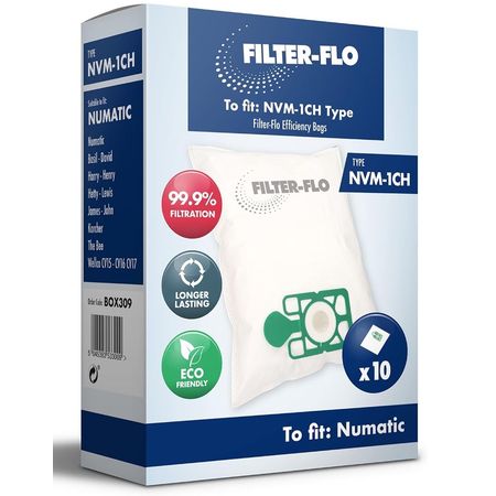 Buy FilterFlo Numatic NVM-1CH Filter Flo Synthetic Dust Bags Box 10 ...