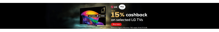 Up to 15% cashback on selected Televisions