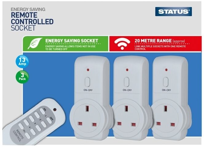 Buy STATUS SREMSOC3PK 3 Pack Remote Control 13A Sockets from £19.99