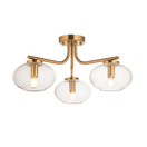 ENDON 118507 Jacob 3 Light Semi Flush Brushed Aged Brass Clear Glass additional 1