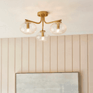 ENDON 118507 Jacob 3 Light Semi Flush Brushed Aged Brass Clear Glass additional 2