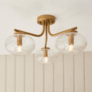ENDON 118507 Jacob 3 Light Semi Flush Brushed Aged Brass Clear Glass additional 3