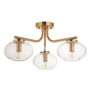ENDON 118507 Jacob 3 Light Semi Flush Brushed Aged Brass Clear Glass additional 6
