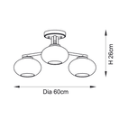 ENDON 118507 Jacob 3 Light Semi Flush Brushed Aged Brass Clear Glass additional 9