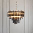 ENDON 114197 Toulouse 12Lt Pendant Satin Brass Grey Glass additional 2
