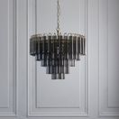 ENDON 114197 Toulouse 12Lt Pendant Satin Brass Grey Glass additional 3