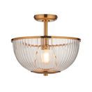 ENDON 118750 Somerset Flush Uplighter Vintage Brass Ribbed Glass additional 1