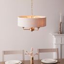 ENDON 110723 Highclere 3Lt Pendant Vintage Brass Natural Linen additional 3