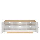 VENICE White TV Cabinet with Light Oak Top and Base VEN-1200-WHT additional 5