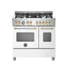 Bertazzoni Master 90cm Range Cooker Twin Oven Dual Fuel Matt White with Gold MAS95C2EBGC additional 1