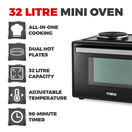 TOWER T14044 32L Mini Oven With Hot Plates Black additional 2