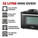 TOWER T14044 32L Mini Oven With Hot Plates Black additional 2