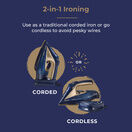 TOWER T22008BLG CeraGlide 2400W Cordless Iron Blue/Gold additional 3