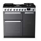 RANGEMASTER EDDL90DFGBLK/CM1 Edge Deluxe 90cm Dual Fuel Range Cooker - Black Glass/Chrome additional 1