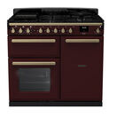 RANGEMASTER ESDL100DFPBOR/AB1 Estel Deluxe 100cm Dual Fuel Range Cooker - Bordeaux with Antique Brass Trim additional 1