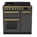RANGEMASTER ESDL90EIPSLT/AB1 Estel Deluxe 90cm Induction Range Cooker - Slate with Antique Brass Trim additional 1