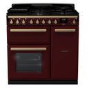 RANGEMASTER ESDL90DFPBOR/AB1 Estel Deluxe 90cm Dual Fuel Range Cooker - Bordeaux with Antique Brass Trim additional 1