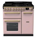 RANGEMASTER ESDL90DFPPPK/AB1 Estel Deluxe 90cm Dual Fuel Range Cooker - Pale Pink with Antique Brass Trim additional 1