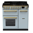 RANGEMASTER ESDL90DFPMSB/AB1 Estel DLX 90 Dual Fuel Range Cooker - Misty Blue/Brass additional 1