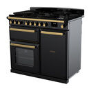 RANGEMASTER ESDL100DFPGBL/AB1 Estel DLX 100 Dual Fuel Range Cooker - Gloss Black/Brass additional 3