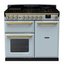 RANGEMASTER ESDL100DFPMSB/AB1 Estel DLX 100 Dual Fuel Range Cooker - Misty Blue/Brass additional 1