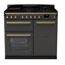RANGEMASTER ESDL100DFPSLT/AB1 Estel Deluxe 100cm Dual Fuel Range Cooker - Slate/Brass additional 1