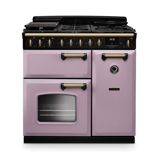 RANGEMASTER CLDL90DFPHTH/AB1 Classic Deluxe 90cm Dual Fuel Heather/Antique Brass