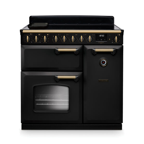 RANGEMASTER CLDL90EIPCBL/AB1 Classic Deluxe 90cm Induction Charcoal Black/Antique Brass
