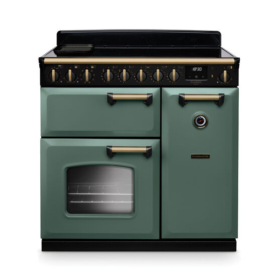 RANGEMASTER CLDL90EIPMGR/AB1 Classic Deluxe 90cm Induction Mineral Green/Antique Brass