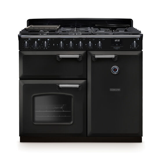 RANGEMASTER CLDL100DFPCBL/CM1 Classic Deluxe 100cm Dual Fuel Charcoal Black/Chrome