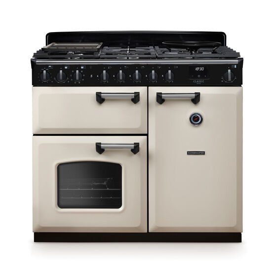 RANGEMASTER CLDL100DFPPCR/CM1 Classic Deluxe 100cm Dual Fuel Pale Cream/Chrome