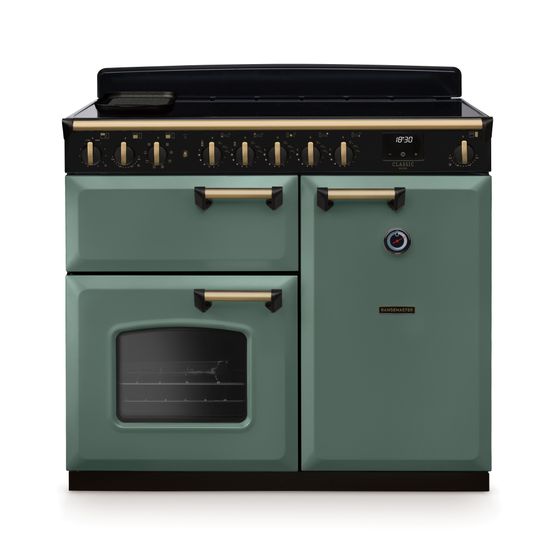 RANGEMASTER CLDL100EIPMGR/AB1 Classic Deluxe 100cm Induction Mineral Green/Antique Brass