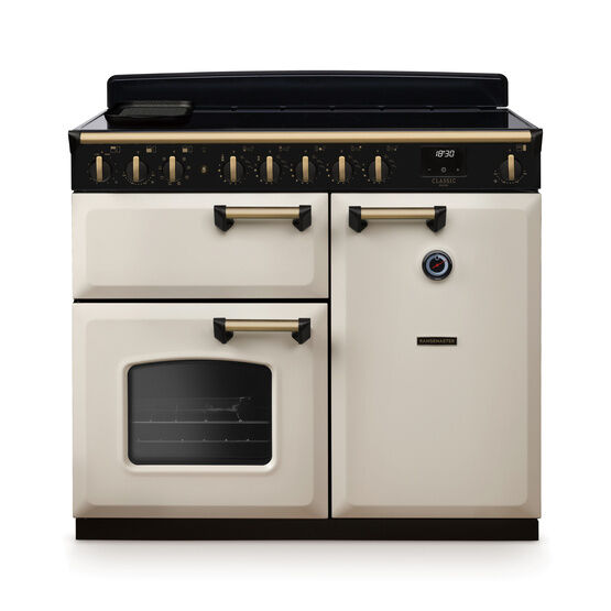 RANGEMASTER CLDL100EIPPCR/AB1 Classic Deluxe 100cm Induction Pale Cream/Antique Brass