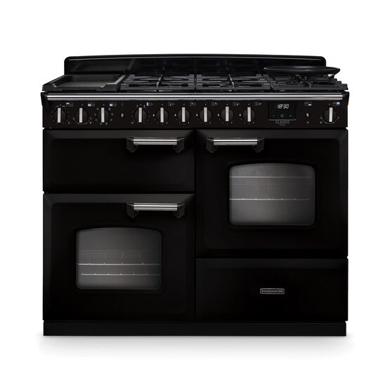 RANGEMASTER CLDLO110DFPGBL/CM1 Classic Deluxe 110cm OC Dual Fuel Black/Chrome