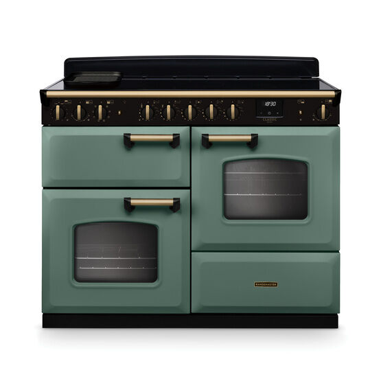 RANGEMASTER CLDLO110EIPMGR/AB1 Classic Deluxe 110cm OC Induction Mineral Green/Antique Brass
