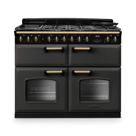 RANGEMASTER CLDLB110DFPSLT/AB1 Classic Deluxe 110cm BC Dual Fuel Slate/Antique Brass