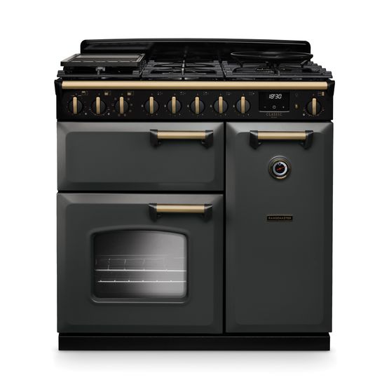 Rangemaster Classic Deluxe 90cm Dual Fuel Slate/Antique Brass CLDL90DFPSLT/AB1