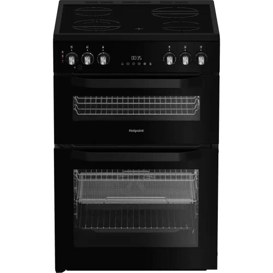 HOTPOINT HDE6VDCASB1 60cm Electric Double Cooker with Air Fry Black