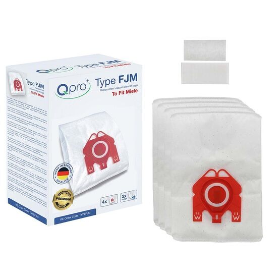 MIELE Compatible FJM Dust Bags 4 Pack, 2 Filters QPRO1002